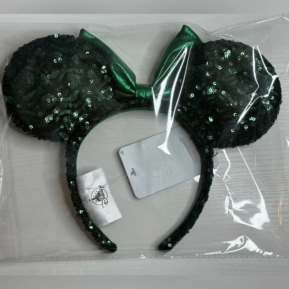 Sequined Emerald Green Minnie Mouse Ears